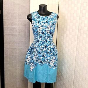 SANDRA DARREN FIT AND FLARE  FLORAL SLEEVELESS WOMEN'S DRESS